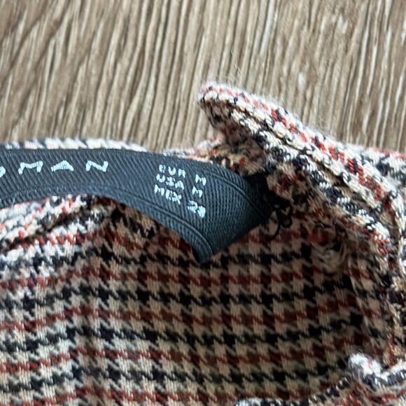 Zara Houndstooth High Neck Blouse Size Medium - Picture 3 of 6